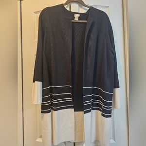 Chico's Size 3 or XL/18 Black & White Cardigan Sweater EUC